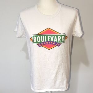 Gildan White T-Shirt with Multicolor Boulevard Logo